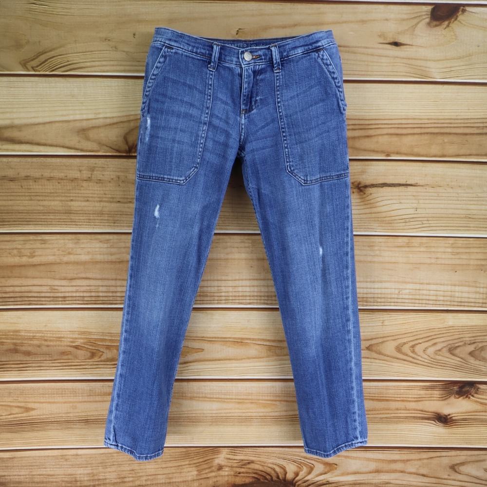 Crafted by Lee Boyfriend Jeans Distressed‎ Womens Size 6 Blue Medium Wash Denim